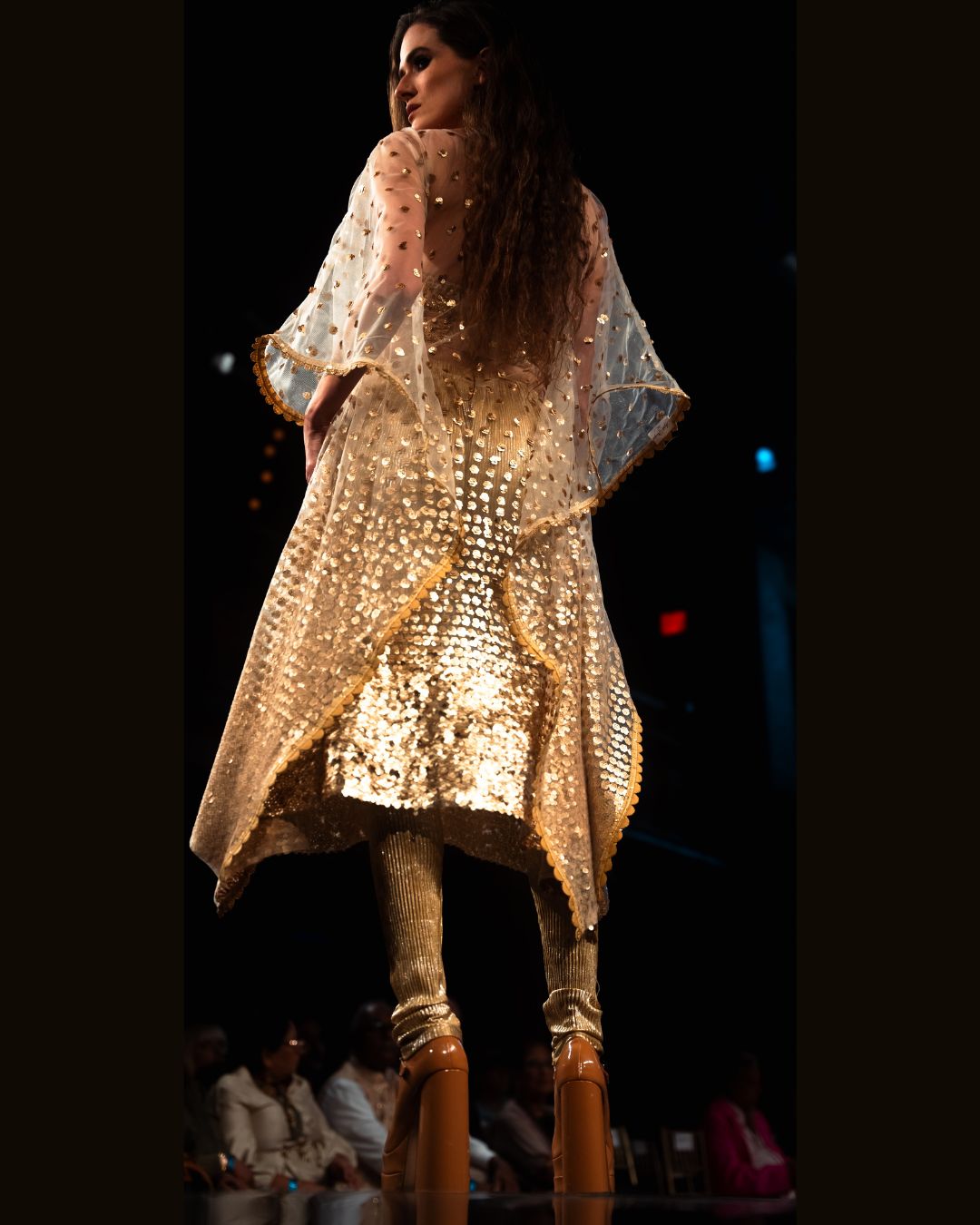 Gold Sequin Asymmetric Kurta with Metallic Leggings – Designer Dream Collection