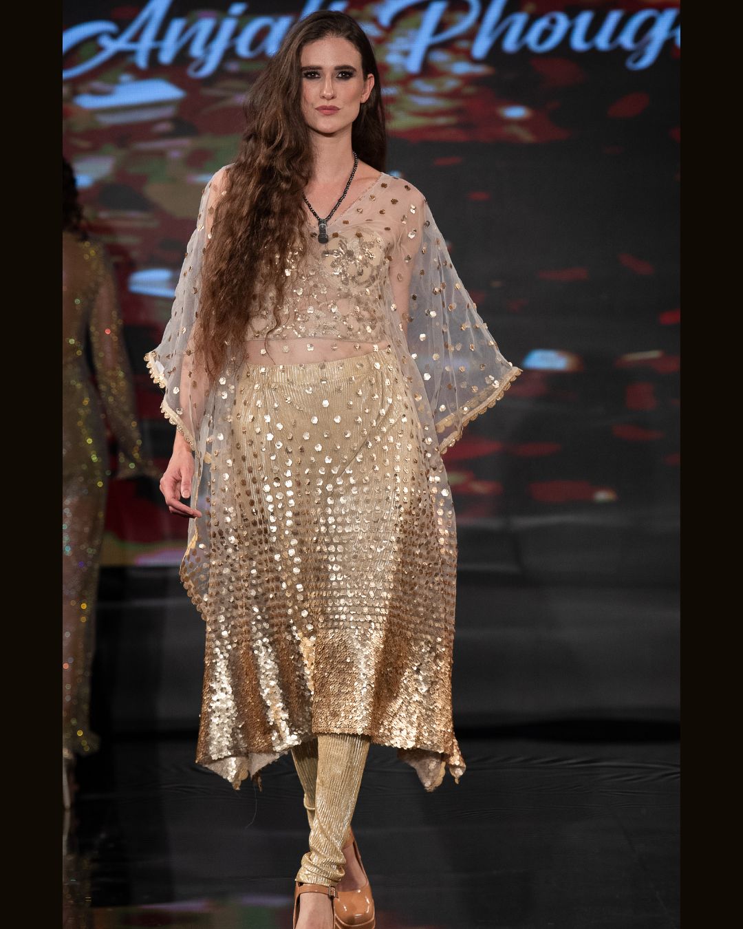 Gold Sequin Asymmetric Kurta with Metallic Leggings – Designer Dream Collection