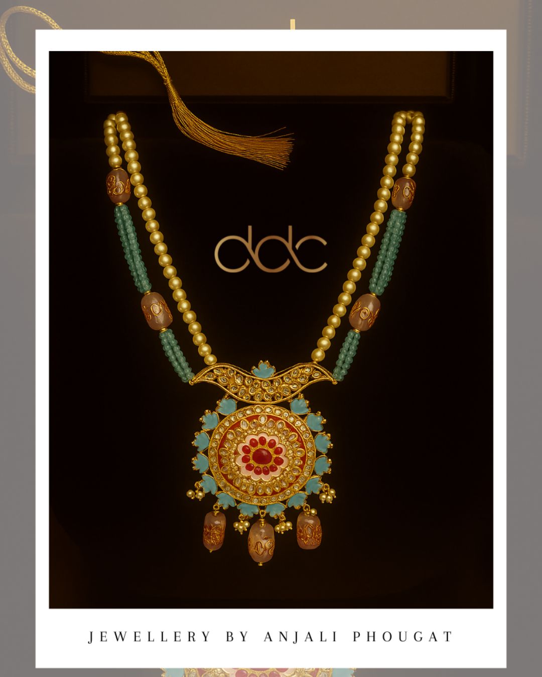 Lotus Meenakari Kundan Pendant Necklace – Anjali Phougat Jewelry