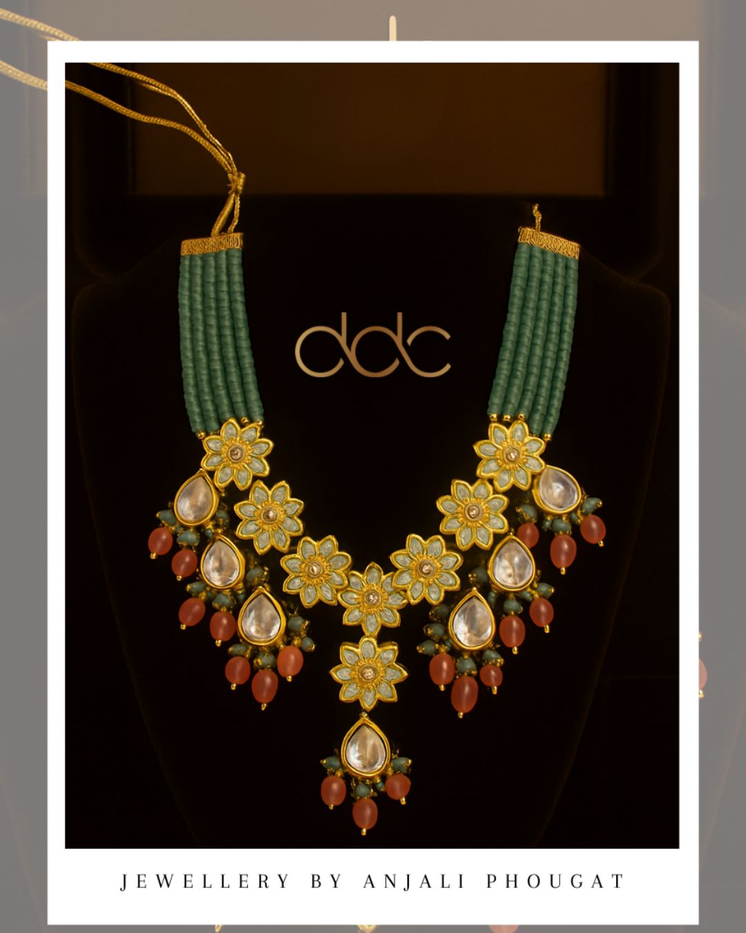 Floral Kundan Drop Necklace – Multistrand Beaded Designer Jewelry