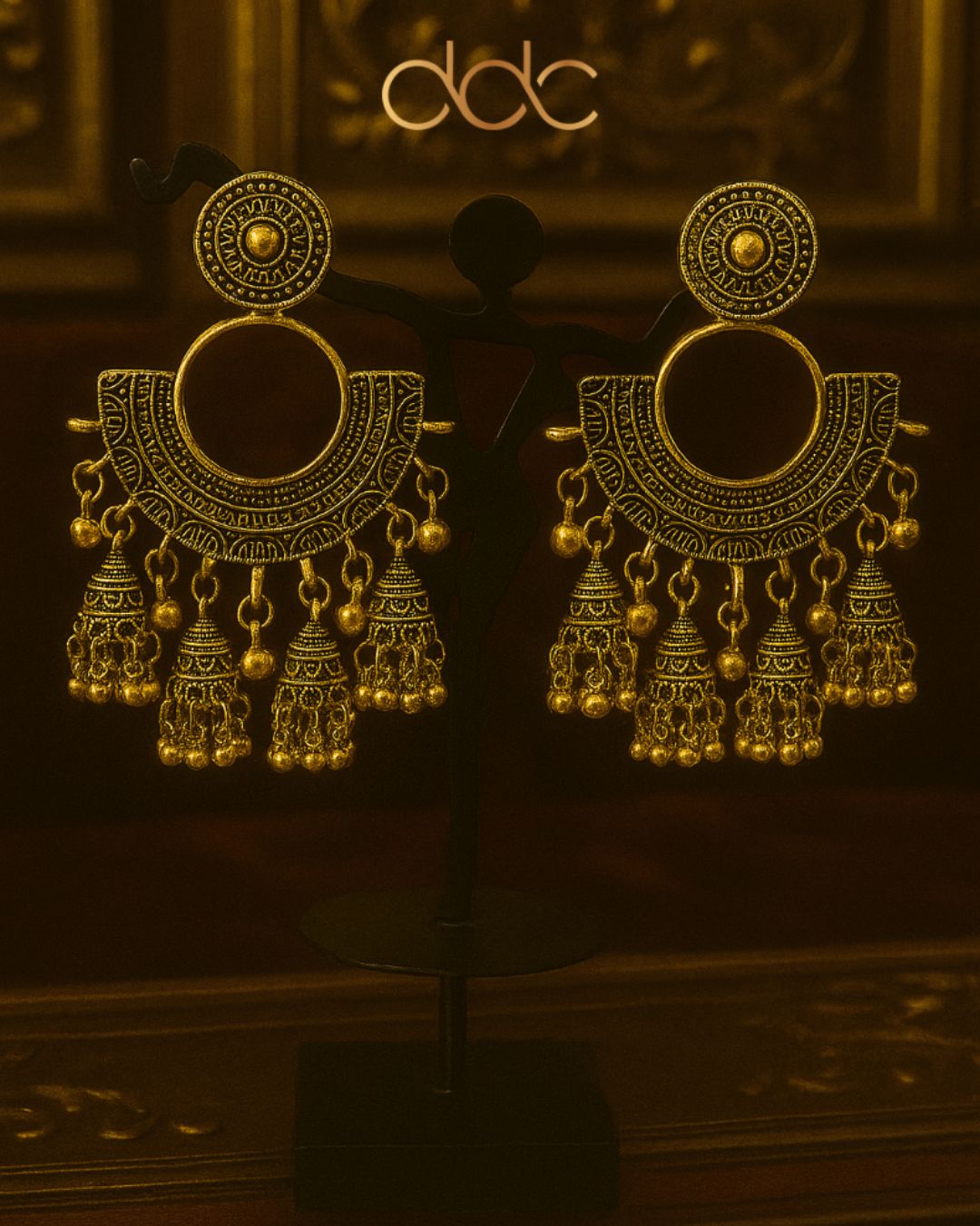 Antique Gold Temple Jhumka Dangler Earrings – Anjali Phougat Design