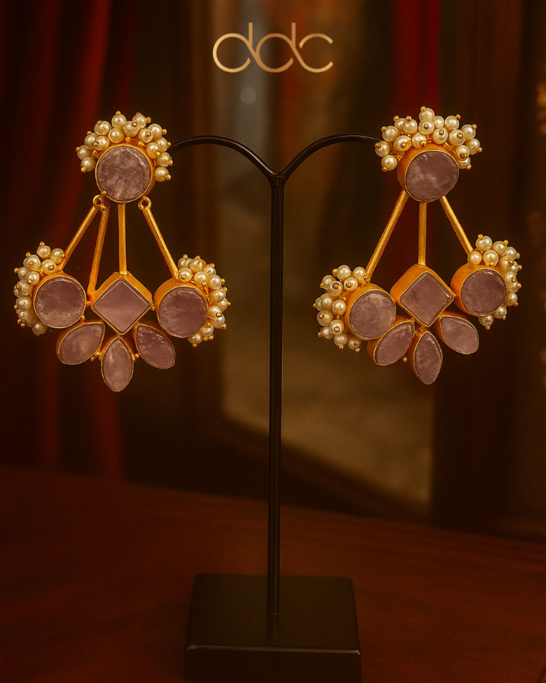 Lavender Pearl Cluster Statement Earrings – Anjali Phougat Jewelry