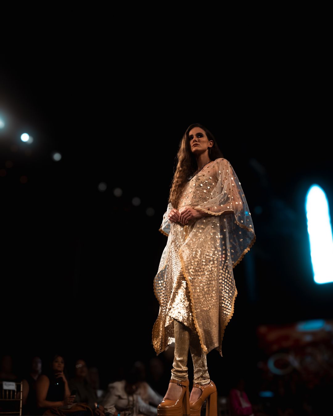 Gold Sequin Asymmetric Kurta with Metallic Leggings – Designer Dream Collection