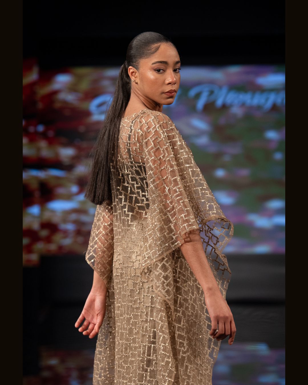 Champagne Gold Geometric Embroidered Kurta Set – Designer Dream Collection